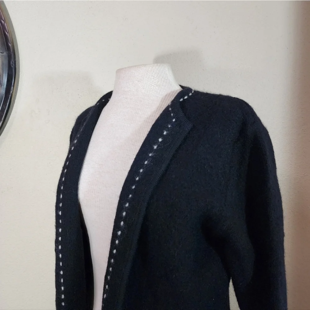 Karen Scott 100% Wool Cardigan Black Size L - Picture 5 of 17